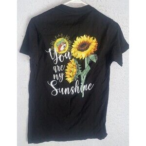 Buc-ees T-Shirt Tee Sunflower You Are My Sunshine sz S Black Cotton Short Sleeve